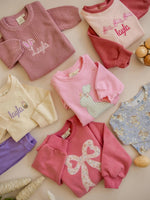 Little Joy Co. Applique Floral Bow Crewneck Sweatshirt Soft Cozy Warm - Everetts Place Boutique - 