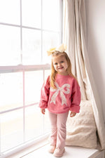 Little Joy Co. Applique Floral Bow Crewneck Sweatshirt Soft Cozy Warm - Everetts Place Boutique - 