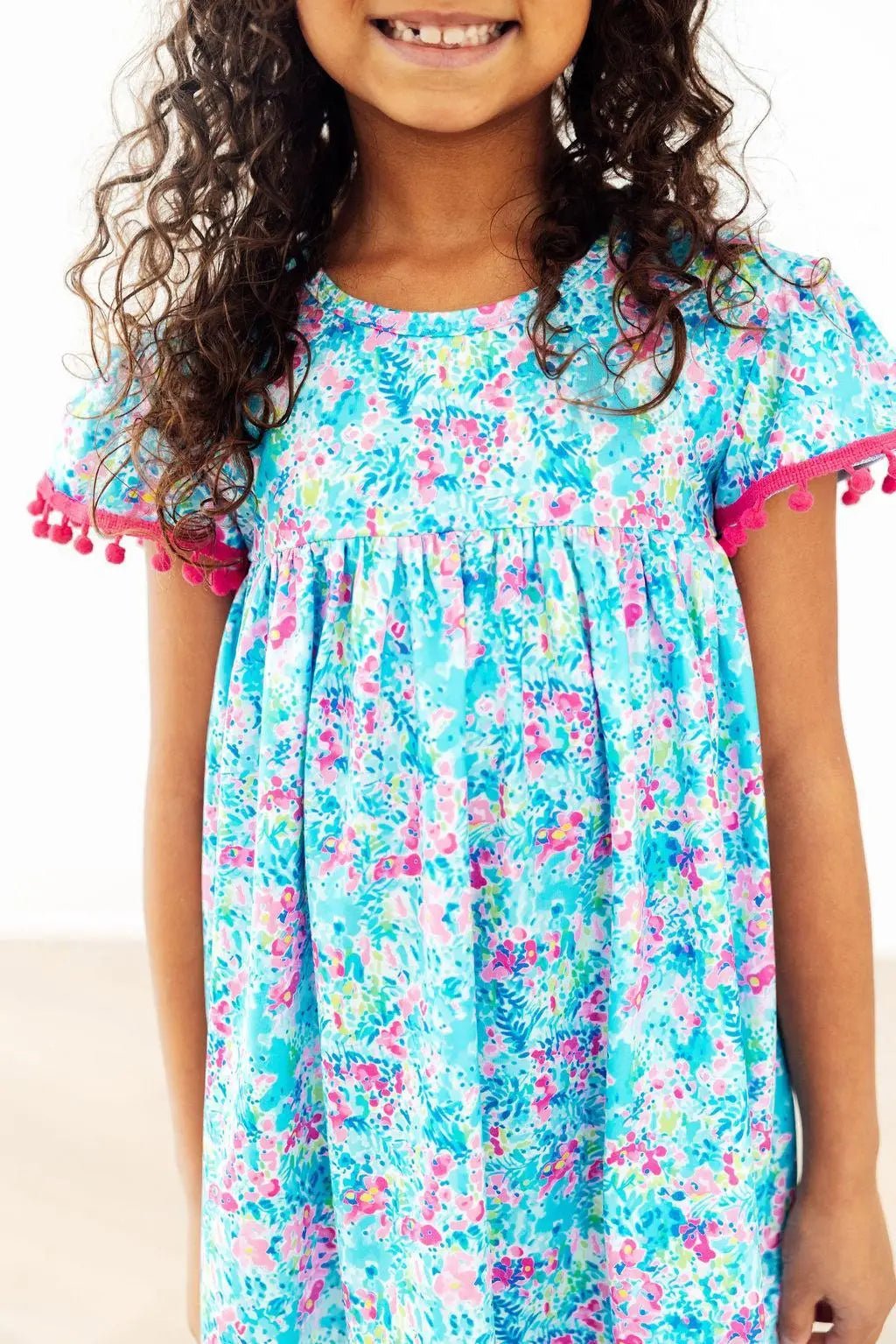 Aqua Garden Pom Pom Dress - Day Dress, Dress, One-piece garment, Pink, Baby & Toddler Clothing | Everetts Place