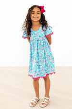 Mila & Rose ® Aqua Garden Pom Pom Dress - 