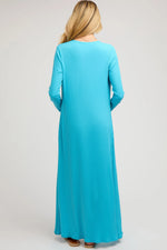 PinkBlush Aqua Ribbed Sleeveless Dress Cardigan Maternity Set - 