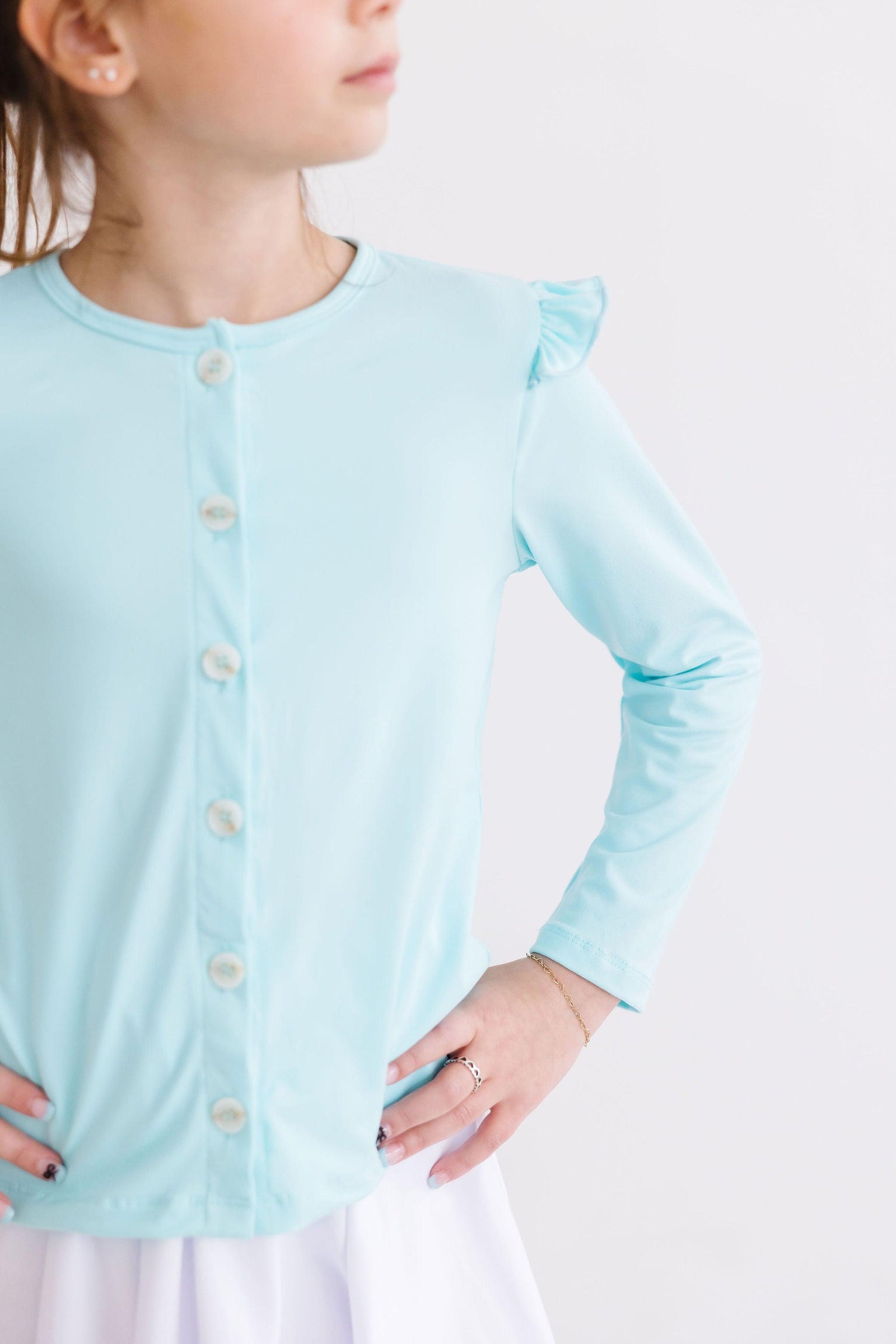 Mila & Rose ® Aqua Ruffle Cardigan