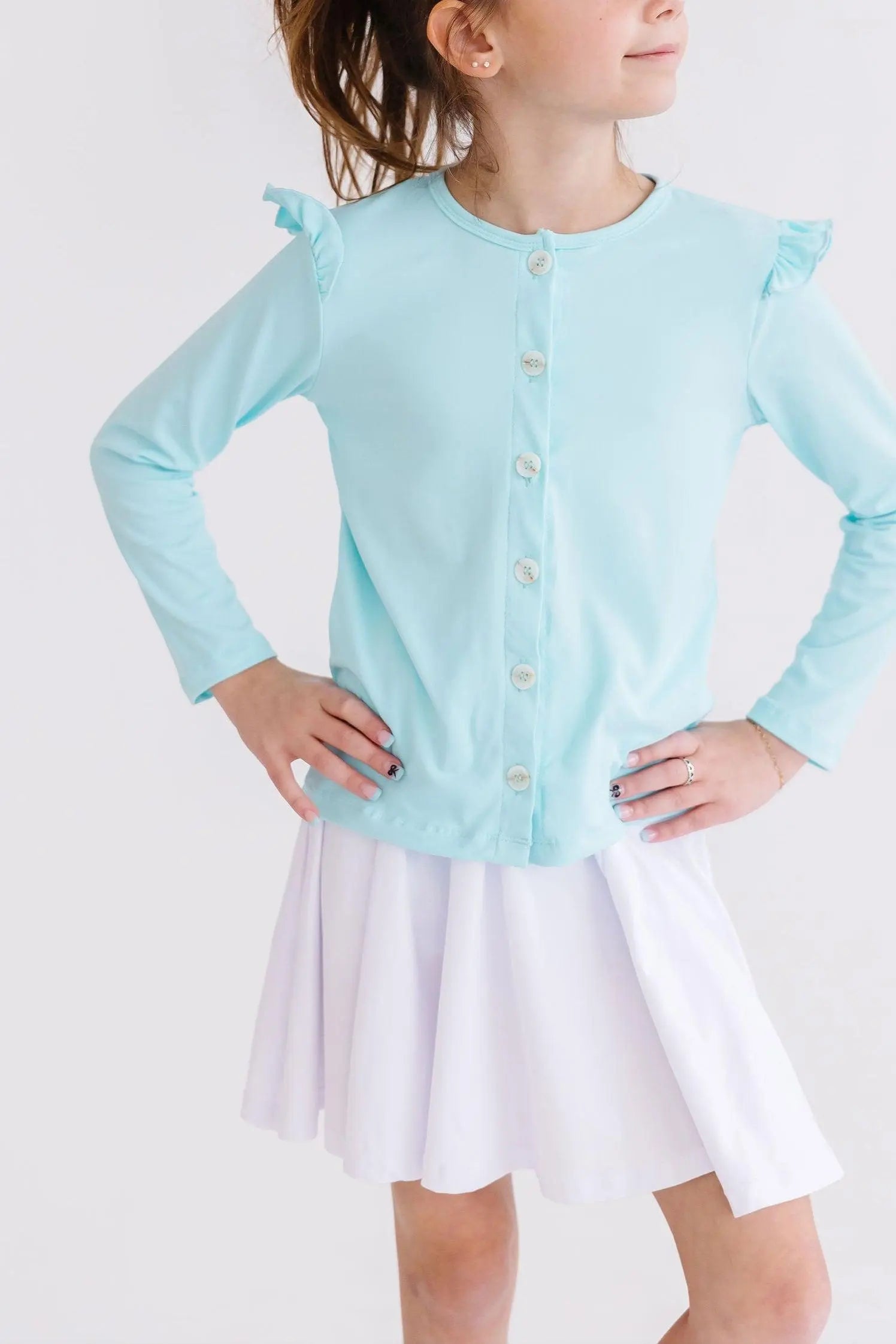 Mila & Rose ® Aqua Ruffle Cardigan - 