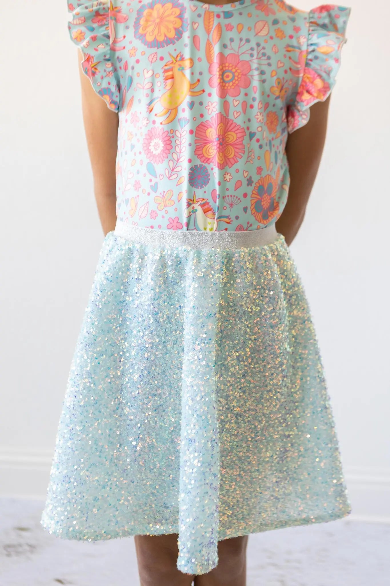 Mila & Rose ® Aqua Sequin Twirl Skort - 