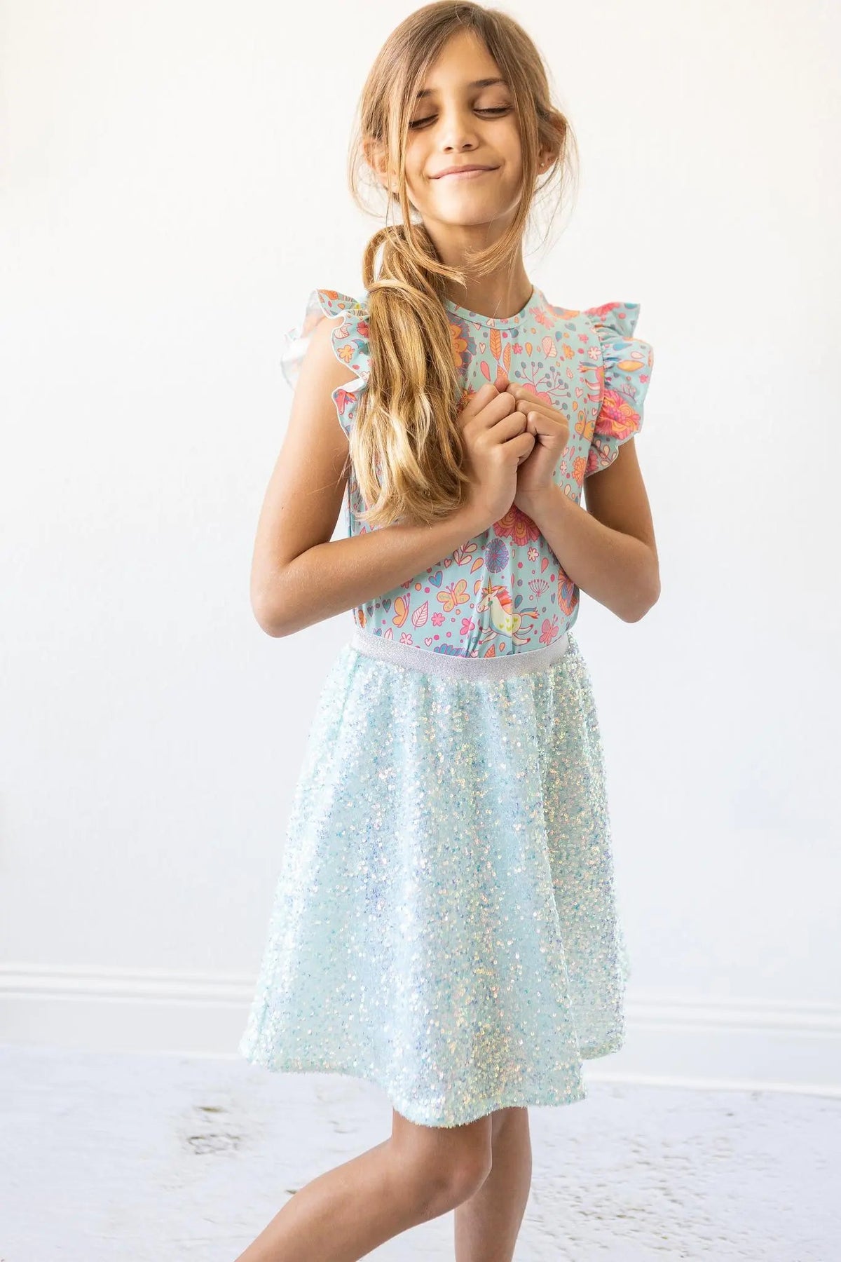 Mila & Rose ® Aqua Sequin Twirl Skort - 