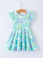 Rylee Faith Designs Aqua Spring Chicken Floral Farm Print Girls DressEveretts Place