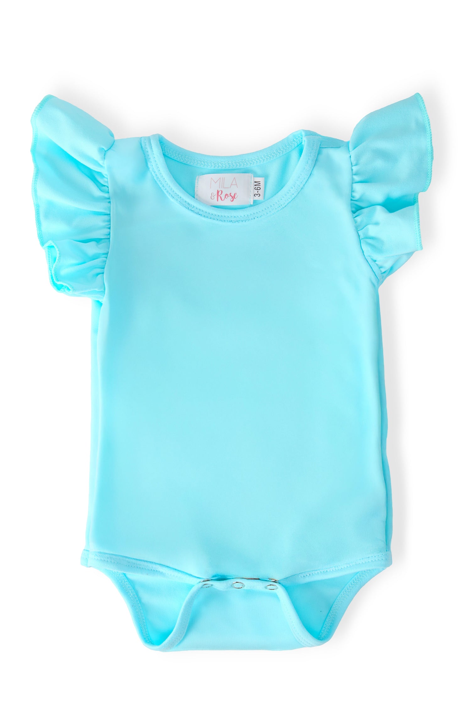 Aqua S/S Flutter Bodysuit - Blue, Sleeve, Baby & Toddler Clothing, Infant bodysuit, Ruffle | Everetts Place