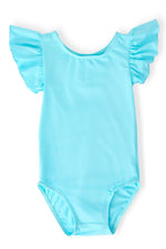 Aqua S/S Flutter Sleeve Leotard - Baby & Toddler Clothing, One-piece swimsuit, Maillot, Ruffle, Leotard | Everetts Place