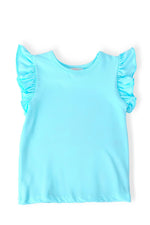 Aqua S/S Ruffle Tee - Blue, Baby & Toddler Clothing, Ruffle, Sleeveless shirt, Crop top | Everetts Place