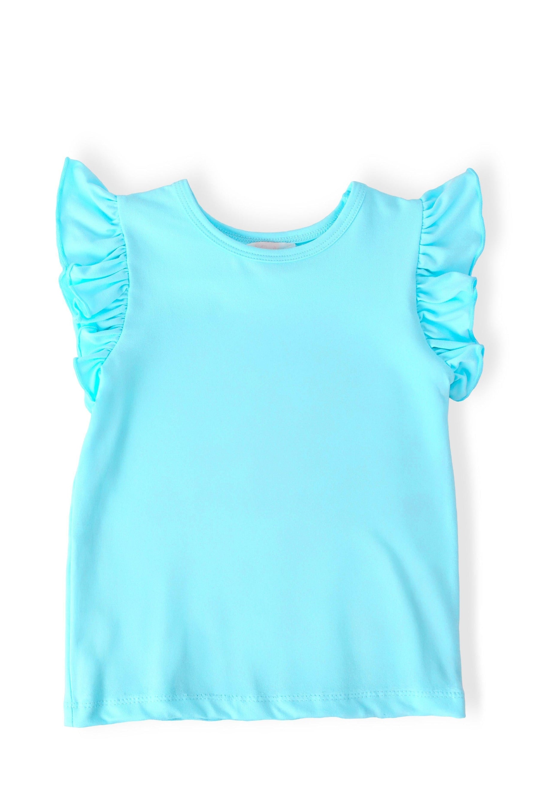 Aqua S/S Ruffle Tee - Blue, Baby & Toddler Clothing, Ruffle, Sleeveless shirt, Crop top | Everetts Place