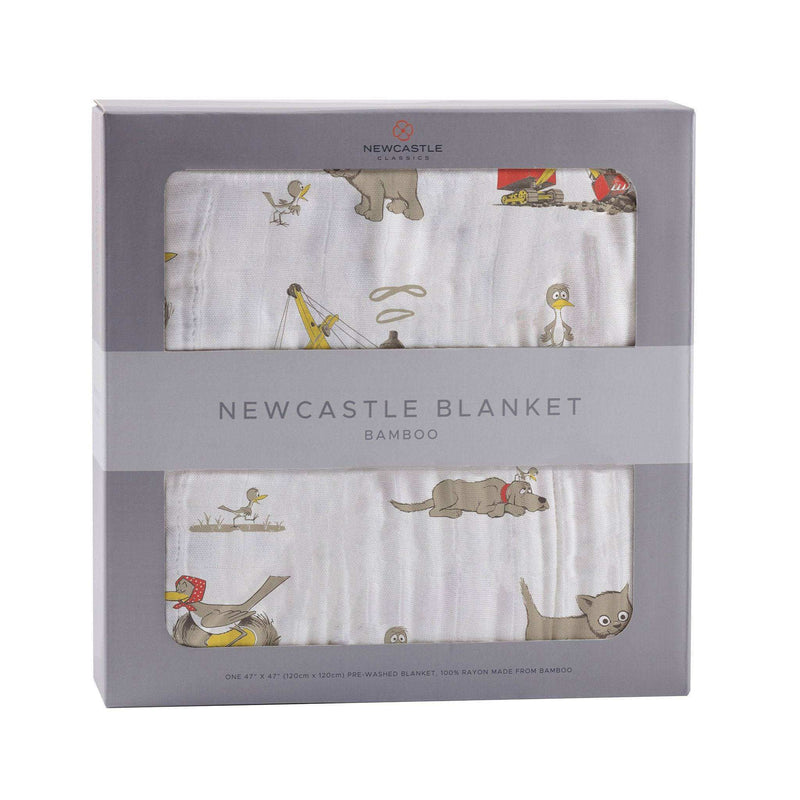 Are You My Mother? bamboo muslin blanket in packaging by Newcastle Classics.