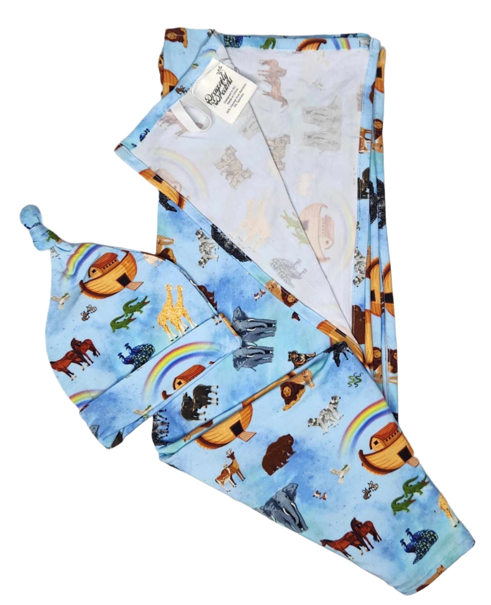 Dragonfly Dreams Bamboo Ark of Mercy Swaddle and Hat Set
