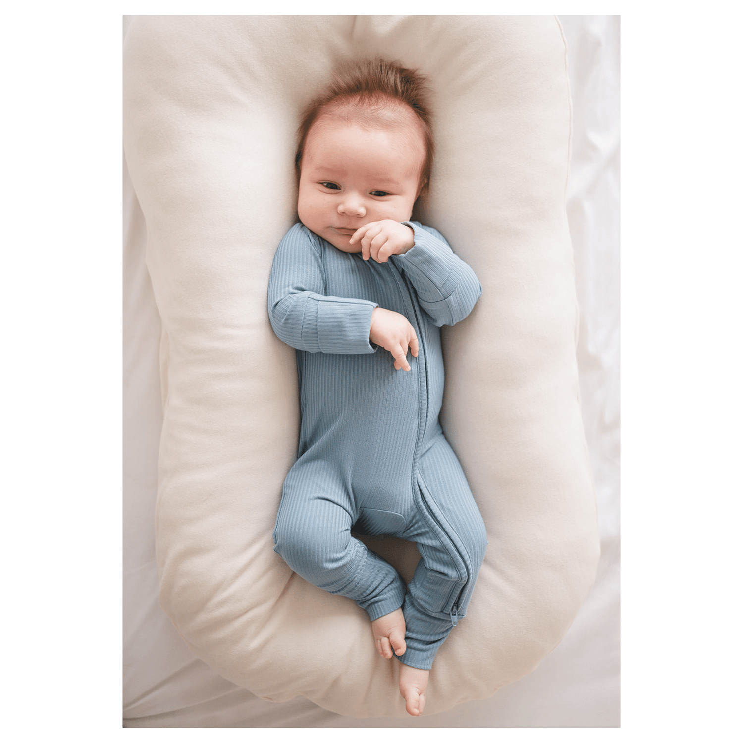 Arona Blue Ribbed Baby Pajamas | Zipper Romper - Child, Baby & Toddler Clothing, Comfort, Toddler, Foot | Everetts Place