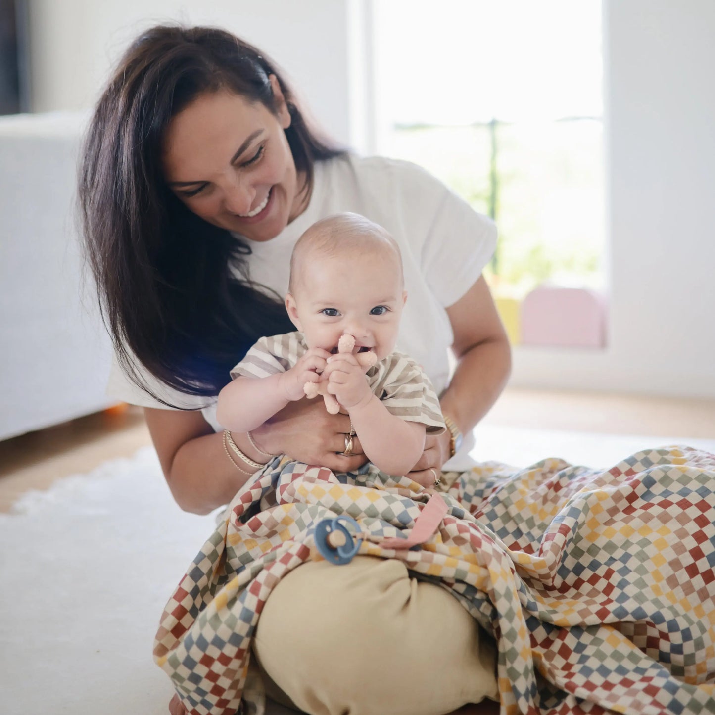Organic Cotton Muslin Swaddle Blanket for Baby Cuddling and Nursing Mushie