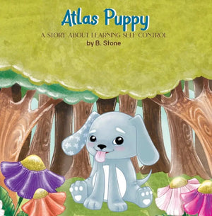 Atlas Puppy board book cover showing a cartoon puppy character