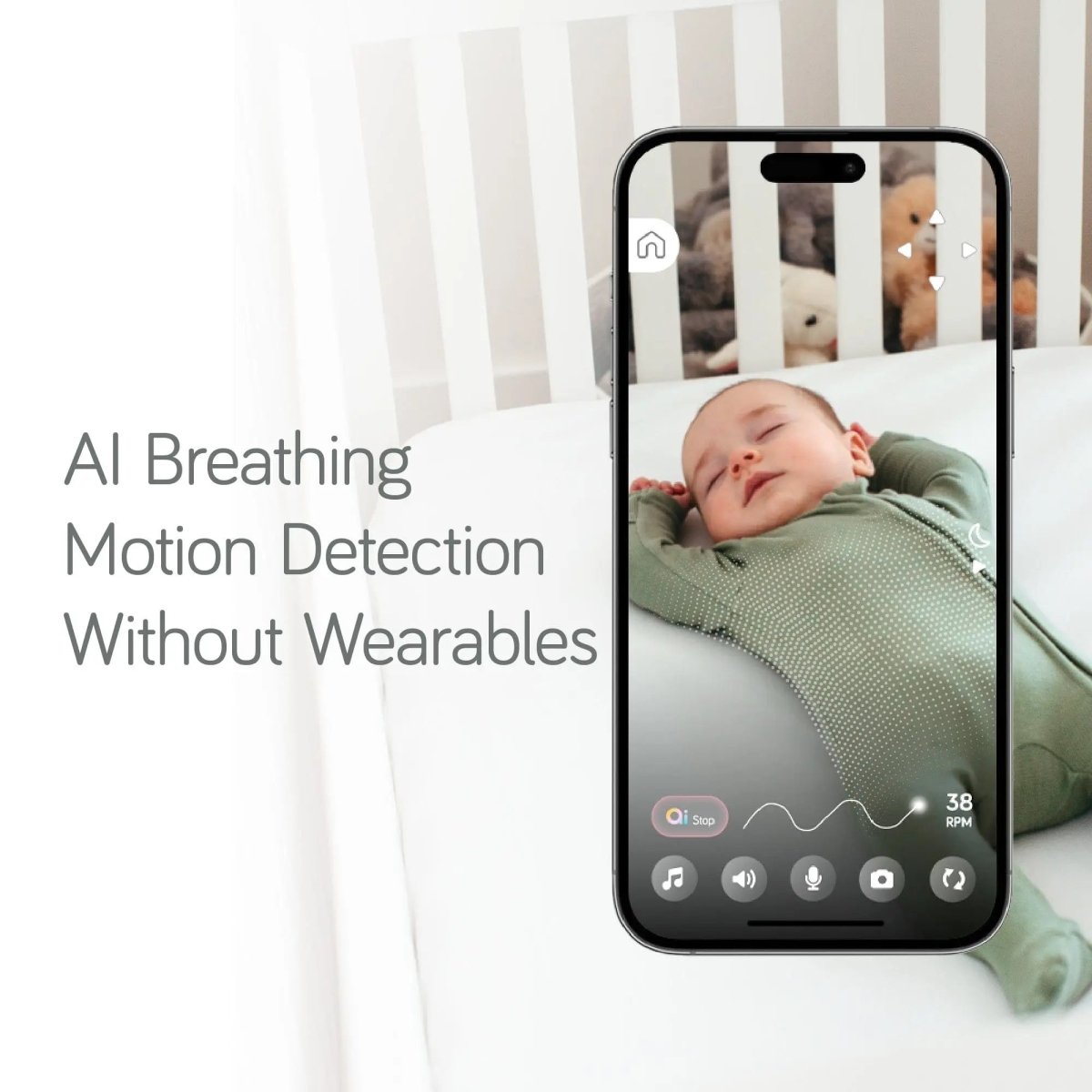 Nanobébé Aura Smart Baby Monitor with Breathing Detection for New Parents - 