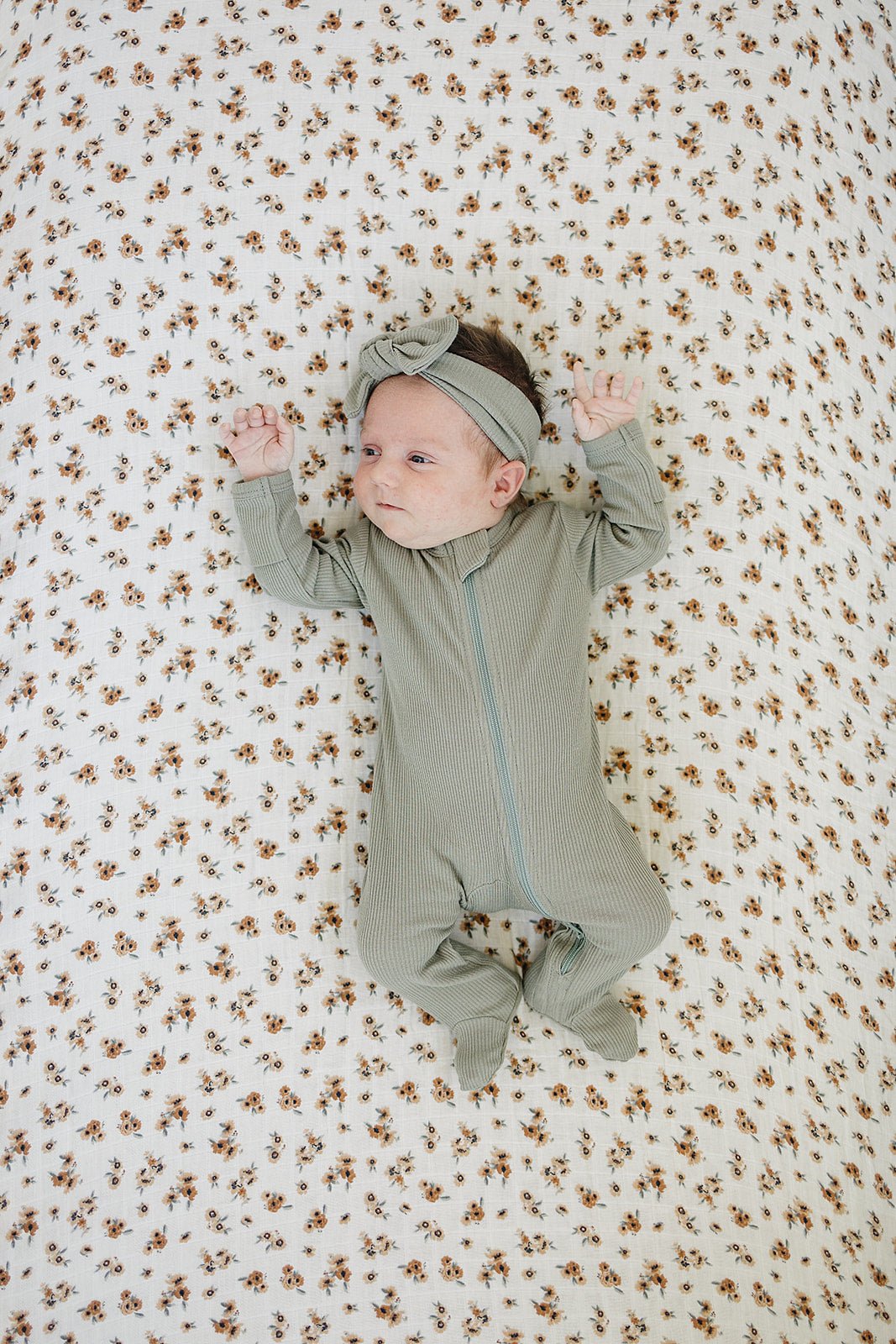Mebie Baby Autumn Bloom Muslin Crib Sheet By Mebie Baby Breathable Soft Neutral Design - 