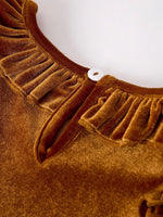 Rylee Faith Designs Autumn Brown Velvet Girls Dress for Stylish Comfort and Warmth - Everetts Place Boutique - 