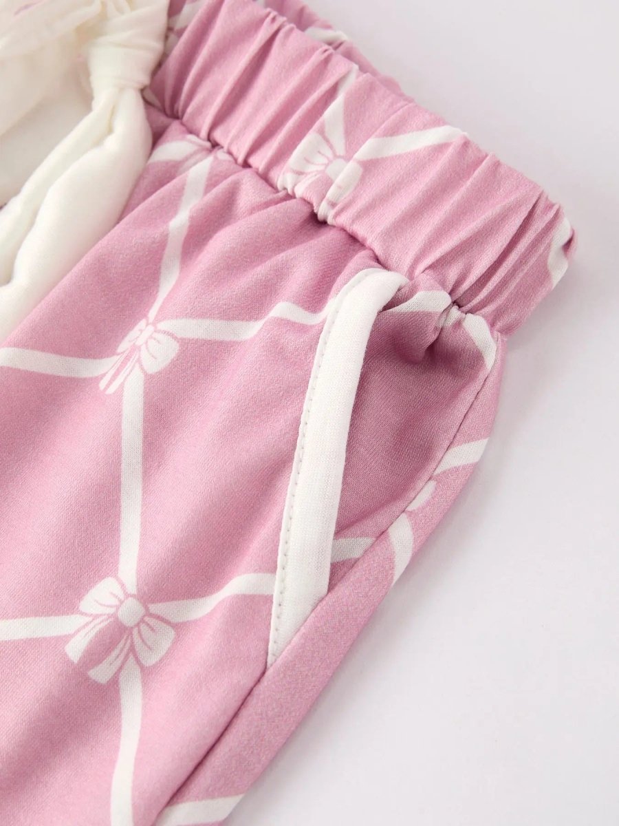 Rylee Faith Designs Autumn Check Bow Girls Lapel Pajamas - Everetts Place Boutique - 