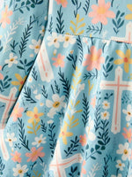 Rylee Faith Designs Autumn Christmas Girls Cross Floral Milk Silk Dress - Everetts Place Boutique - 