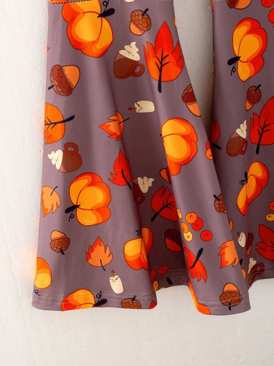 Rylee Faith Designs Autumn Leaves Pine Cone Stripe Print Girls Clothing Set - Everetts Place Boutique - 