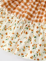 Rylee Faith Designs Autumn Patchwork Floral & Plaid Long Sleeve Girls Dress - 