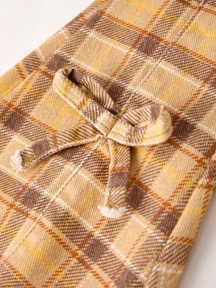 Rylee Faith Designs Autumn Thanksgiving Halloween Yellow and Brown Plaid Girls Jeans - Everetts Place Boutique - 