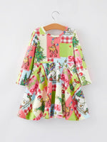 Rylee Faith Designs Autumn Winter Character Christmas Tree Print Girls Dress - Everetts Place Boutique - 