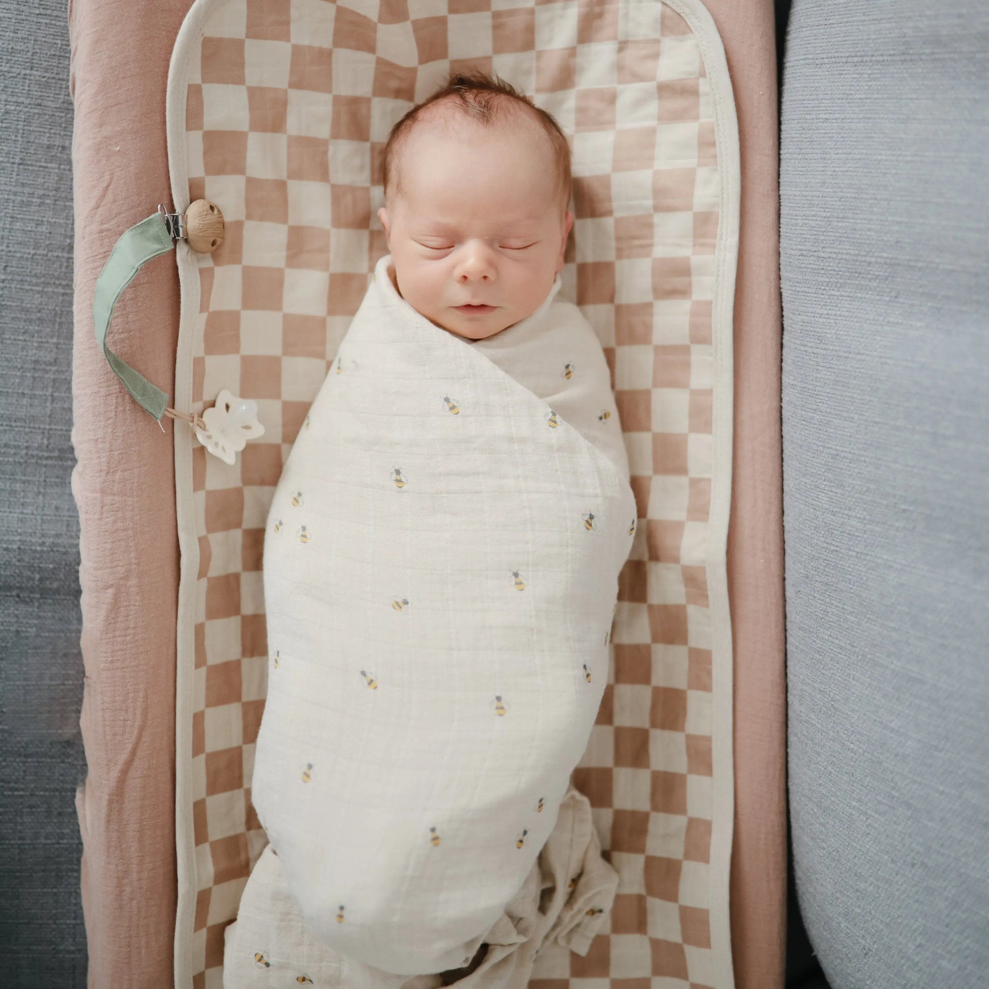 Organic Cotton Muslin Swaddle Blanket for Baby Cuddling and Nursing Mushie