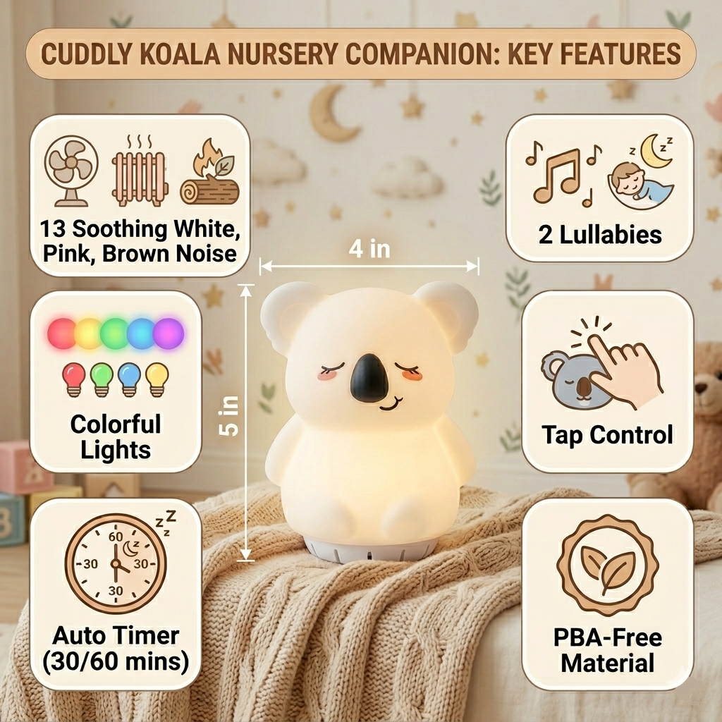 Sleeping Pal night light with white noise sleep aid for babies and kids.
