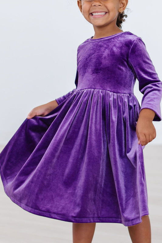 Mila & Rose ® Purple Velvet Twirl Dress For Girls Mila Rose Sale - Apparel & Accessories > Clothing > Dresses Velvet Twirl Dress