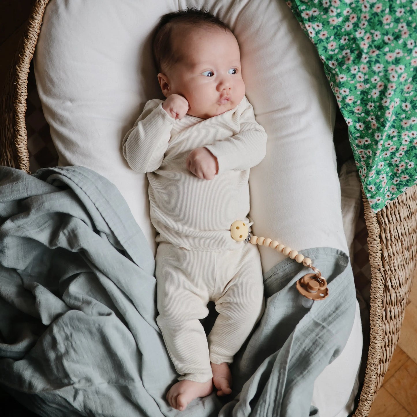 Organic Cotton Muslin Swaddle Blanket for Baby Cuddling and Nursing Mushie