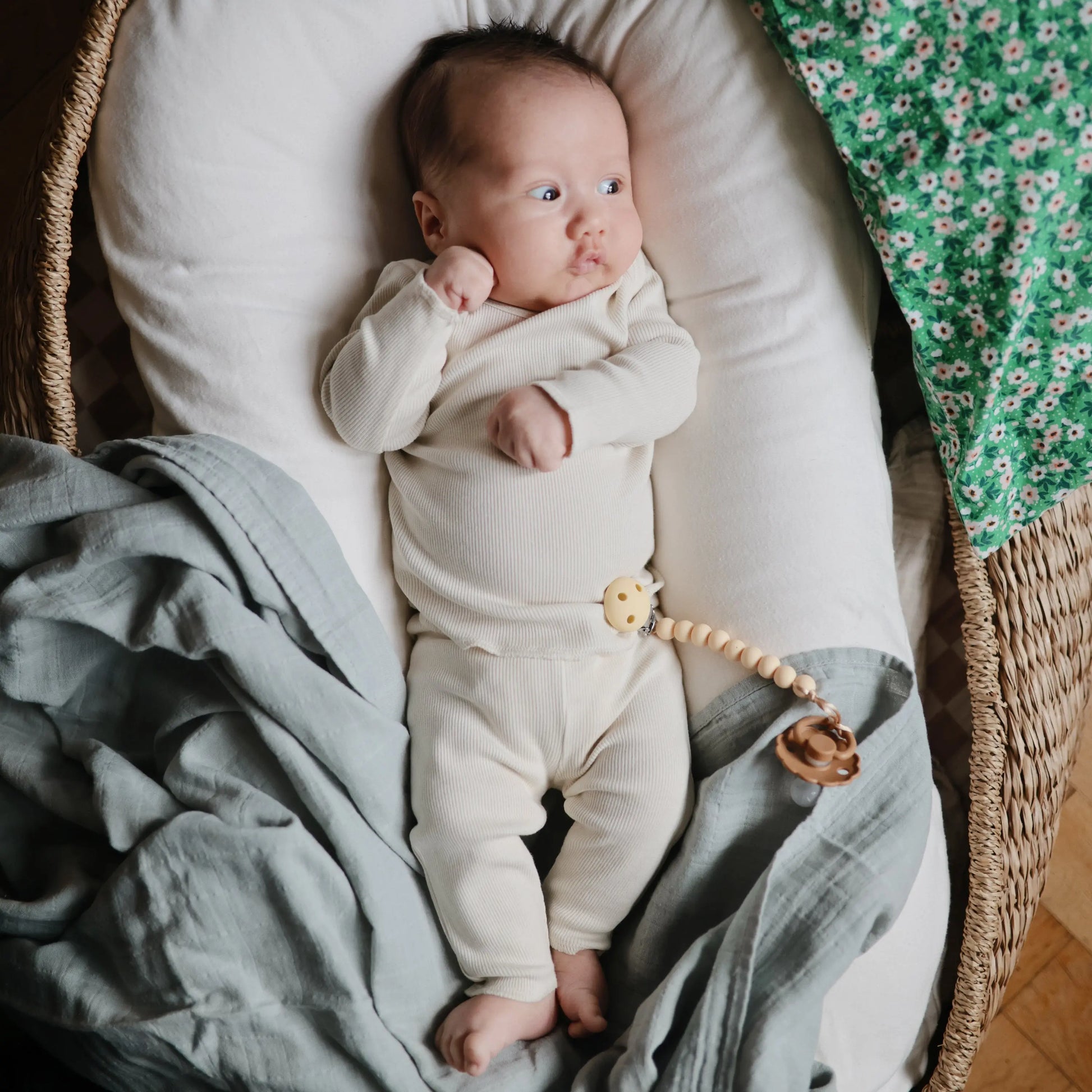 Organic Cotton Muslin Swaddle Blanket for Baby Cuddling and Nursing Mushie