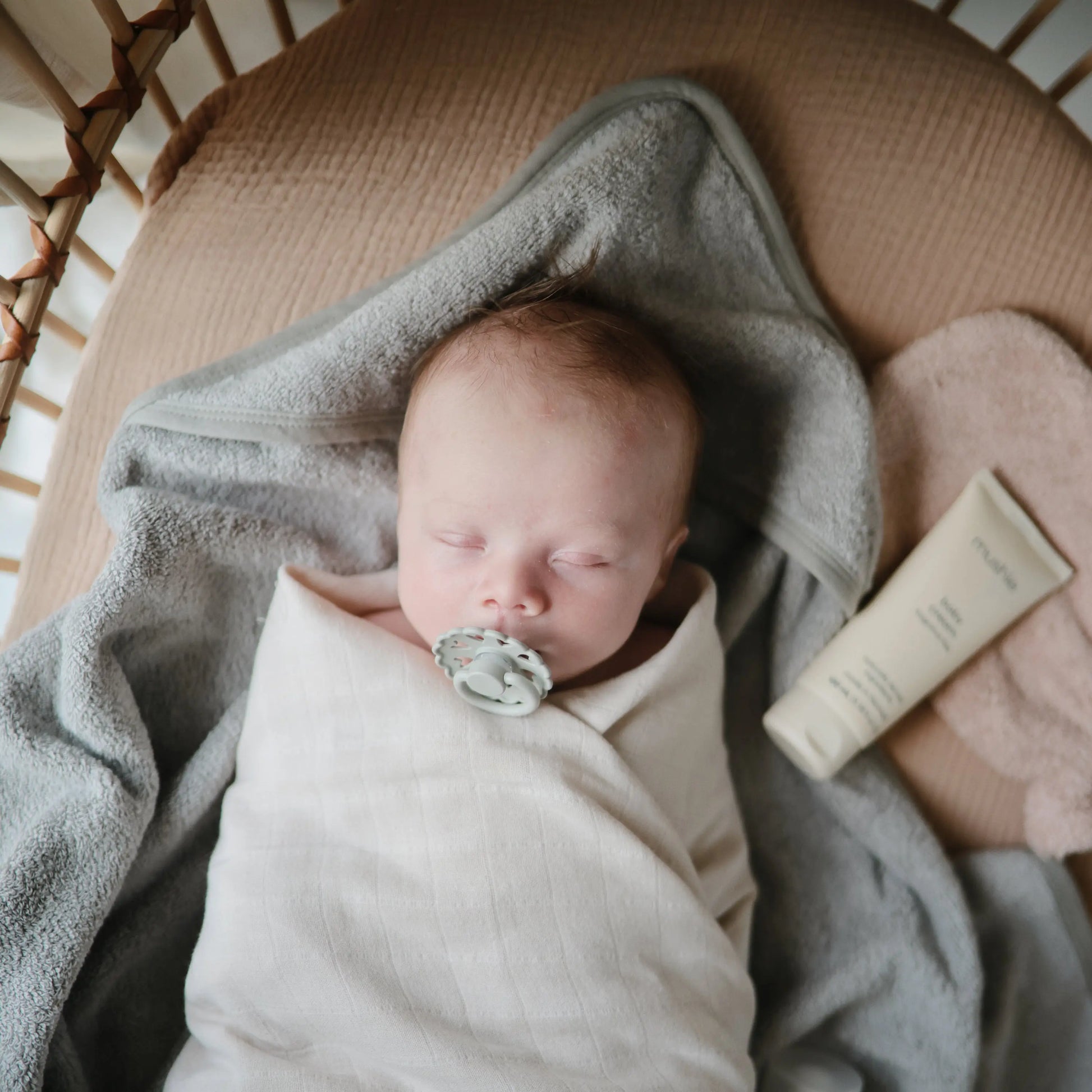 Organic Cotton Muslin Swaddle Blanket for Baby Cuddling and Nursing Mushie