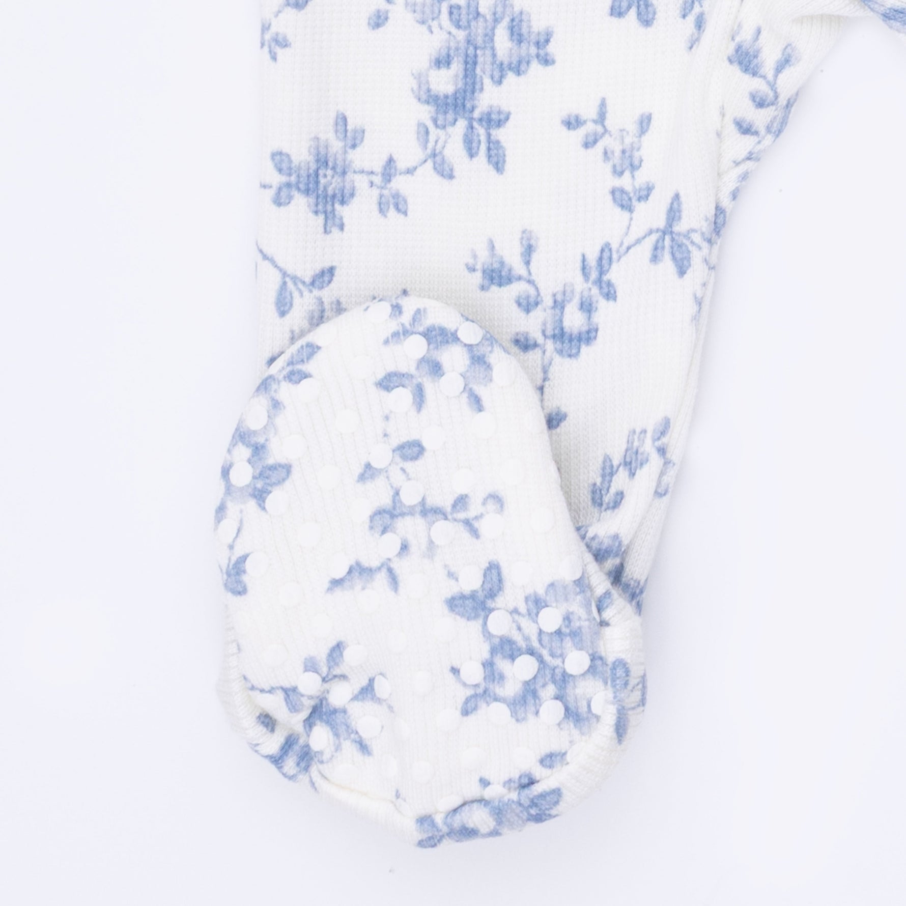 Angel Dear Baby Blue Vines Floral - 2 Way Ruffle Sleeve Zipper FootieEveretts Place