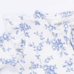 Angel Dear Baby Blue Vines Floral - 2 Way Ruffle Sleeve Zipper FootieEveretts Place