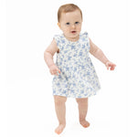 Angel Dear Baby Blue Vines Floral - Ruffle Bodysuit Dress - 
