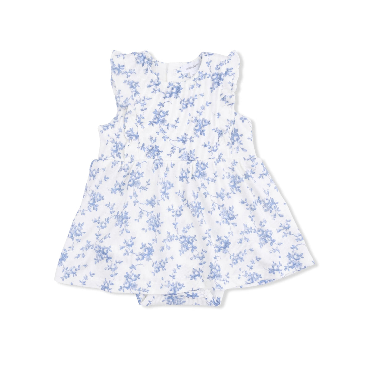 Angel Dear Baby Blue Vines Floral - Ruffle Bodysuit Dress - 