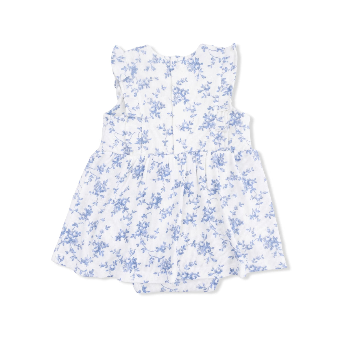 Angel Dear Baby Blue Vines Floral - Ruffle Bodysuit Dress - 