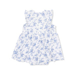 Angel Dear Baby Blue Vines Floral - Ruffle Bodysuit Dress - 