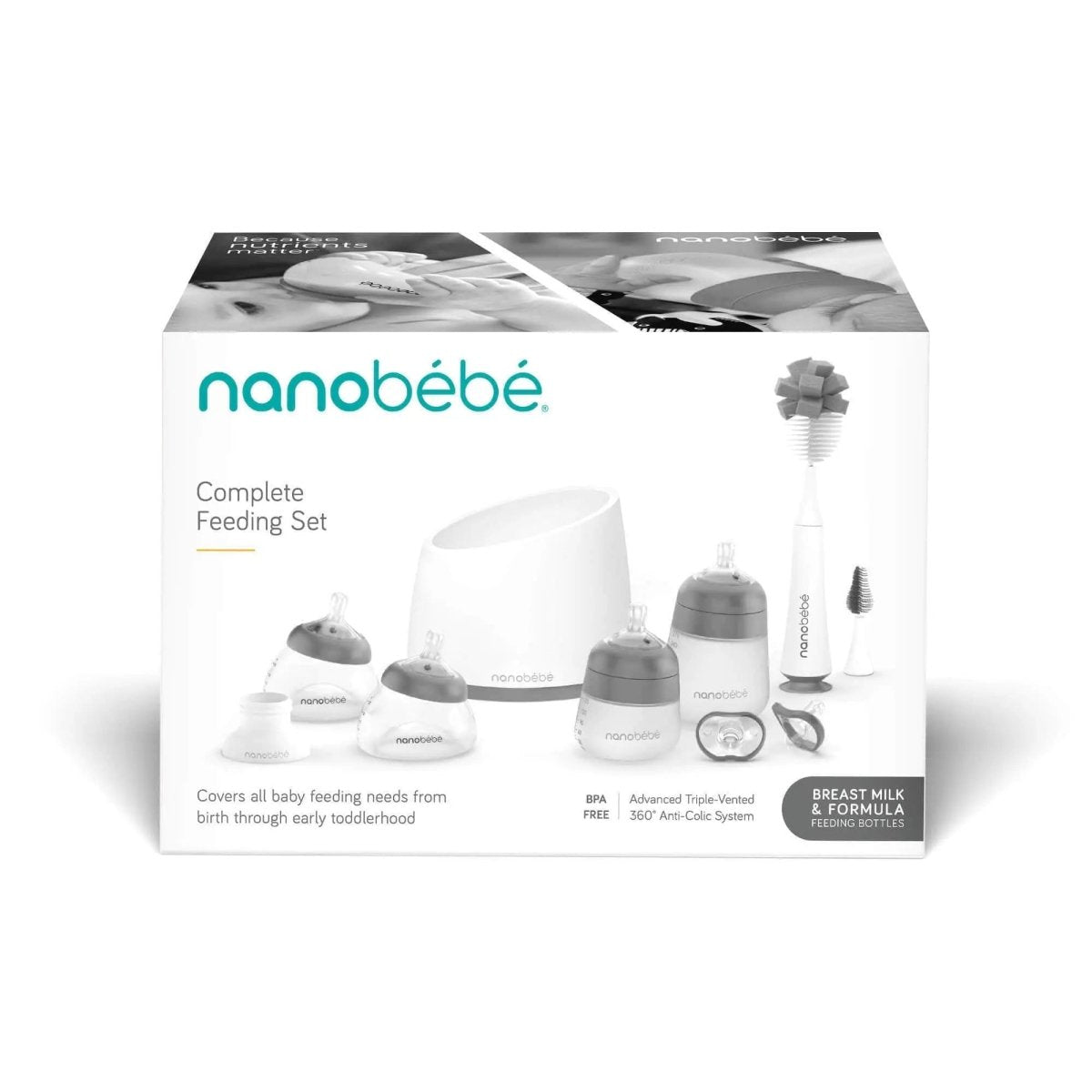 Nanobébé Baby Bottle Complete Feeding Set - 