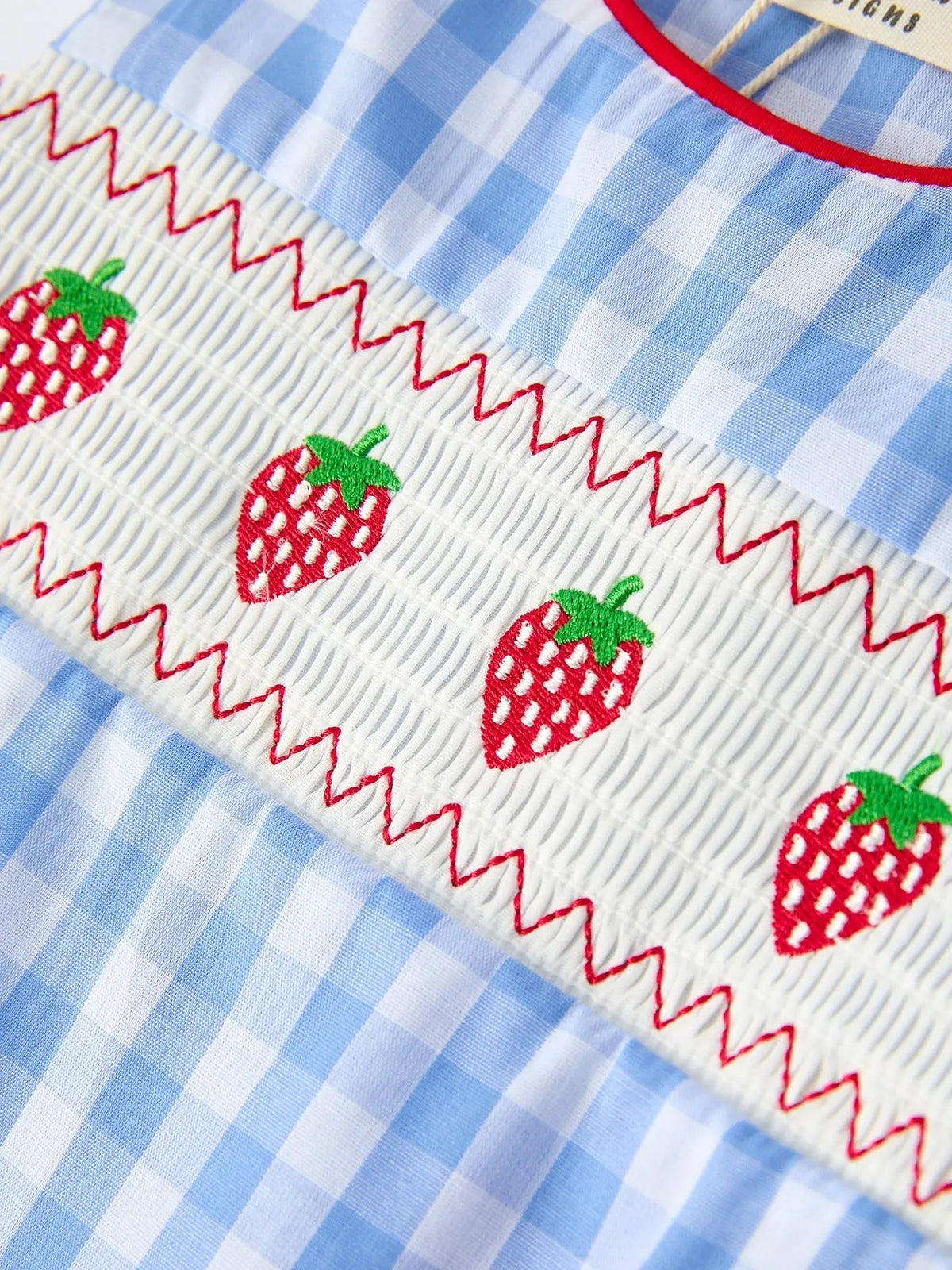 Rylee Faith Designs Baby Boys Summer Strawberry Embroidered Smocked Romper - 