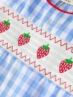 Rylee Faith Designs Baby Boys Summer Strawberry Embroidered Smocked Romper - 