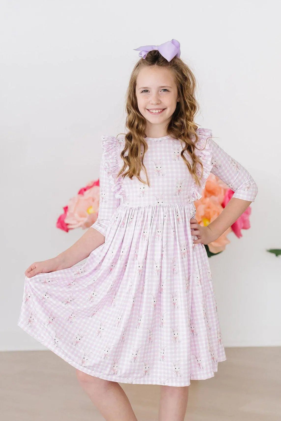 Mila & Rose ® Baby Bunnies 3/4 Sleeve Ruffle Twirl Dress - 