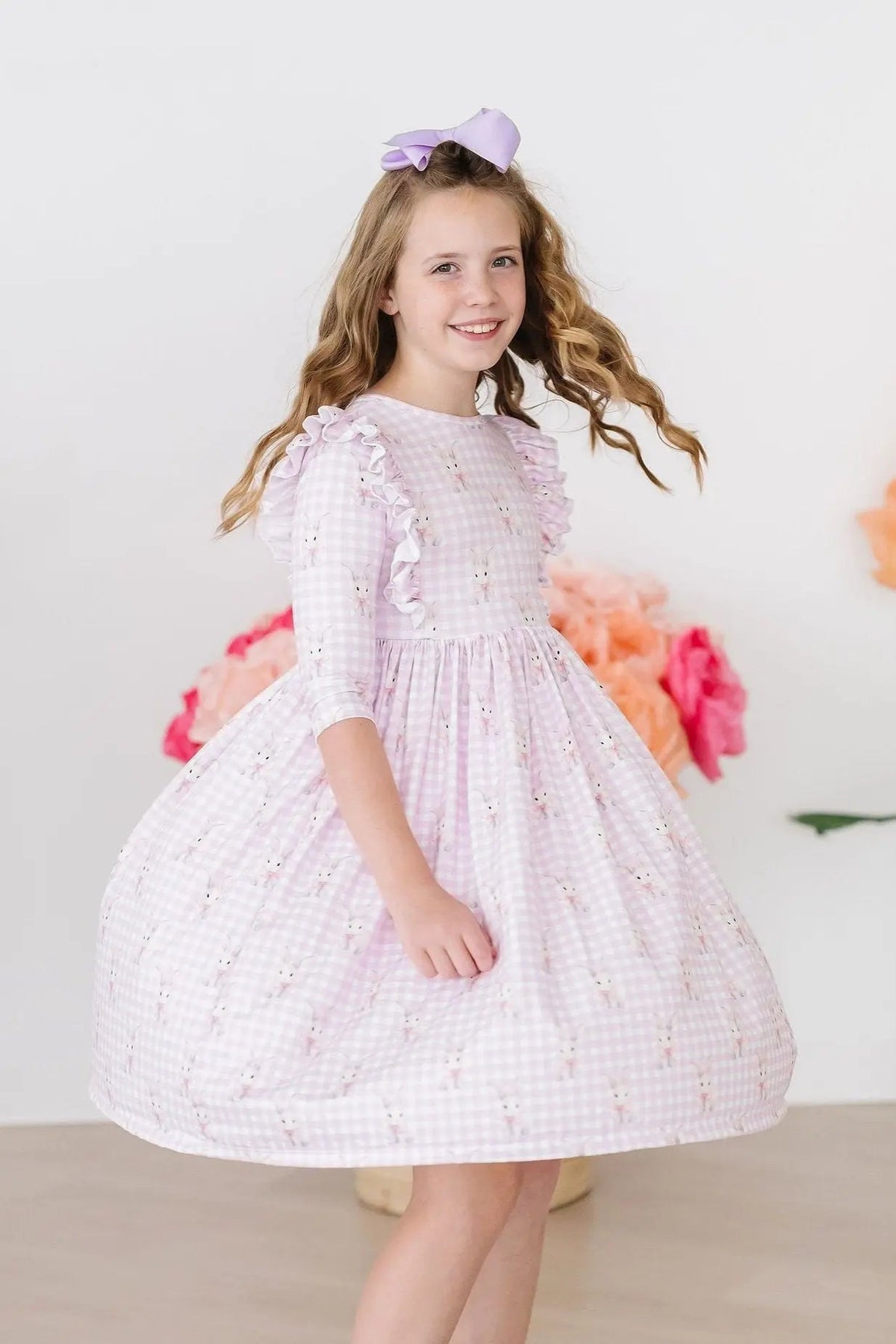 Mila & Rose ® Baby Bunnies 3/4 Sleeve Ruffle Twirl Dress - 