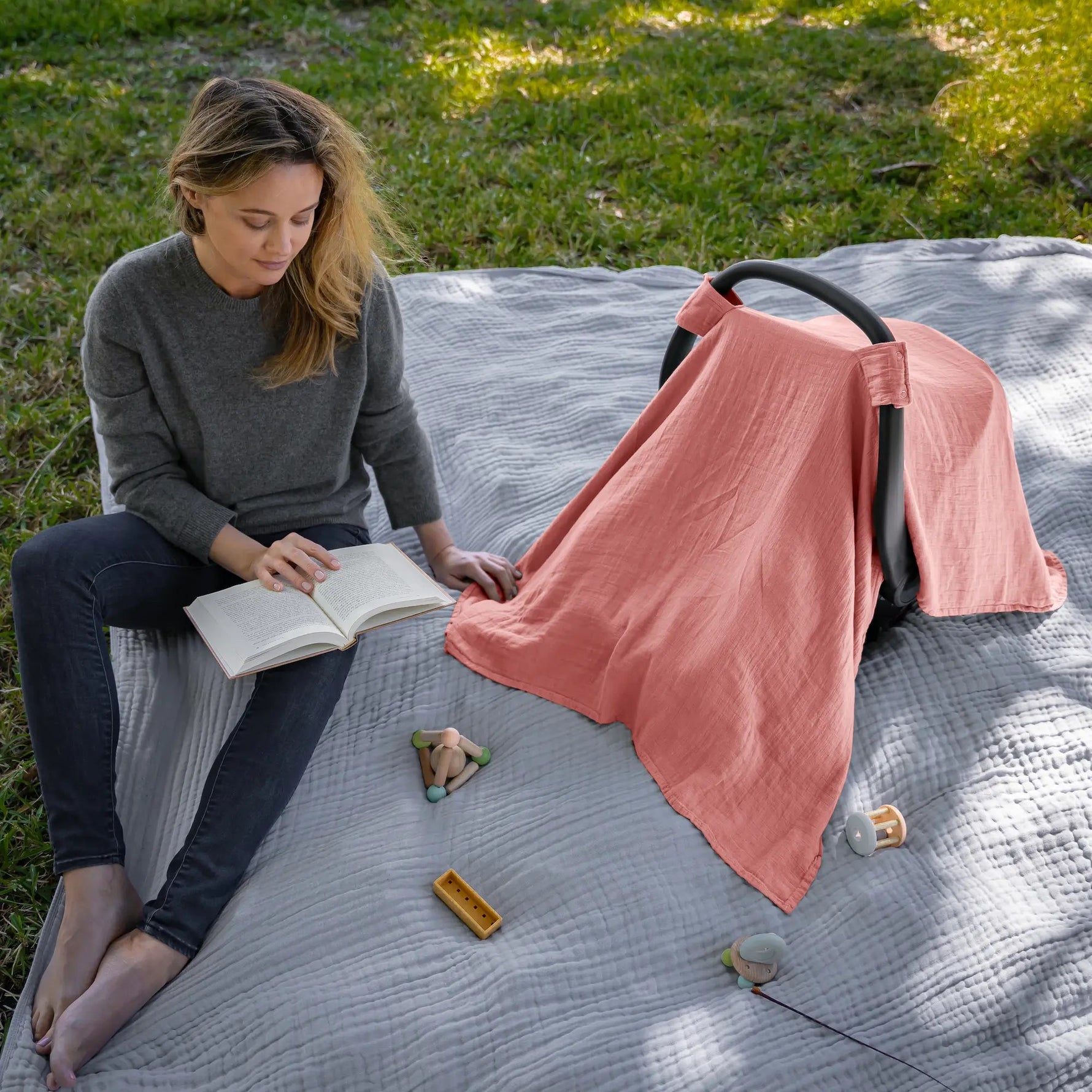 Comfy Cubs Baby Car Seat Cover in Dusty Rose - 