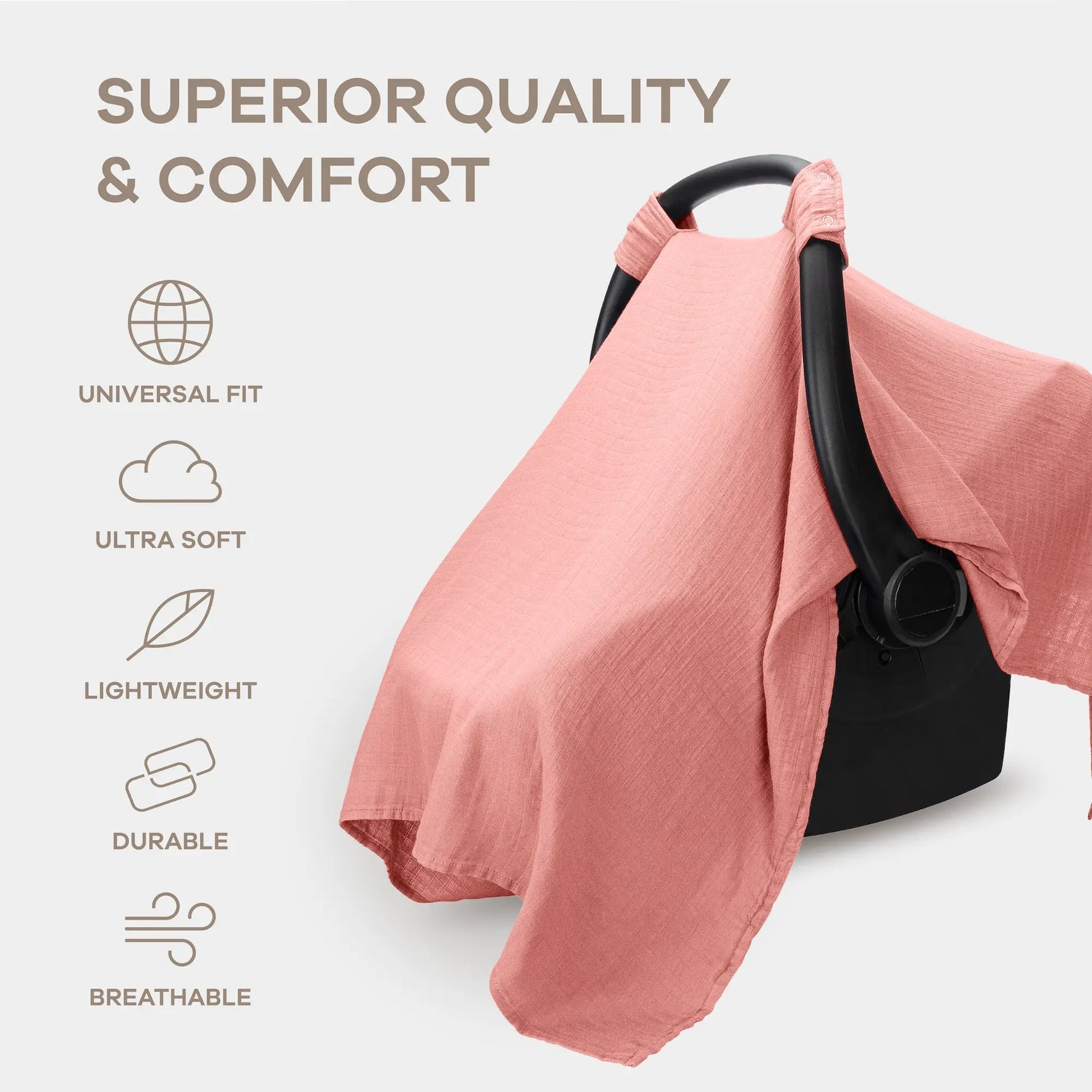 Comfy Cubs Baby Car Seat Cover in Dusty Rose - 