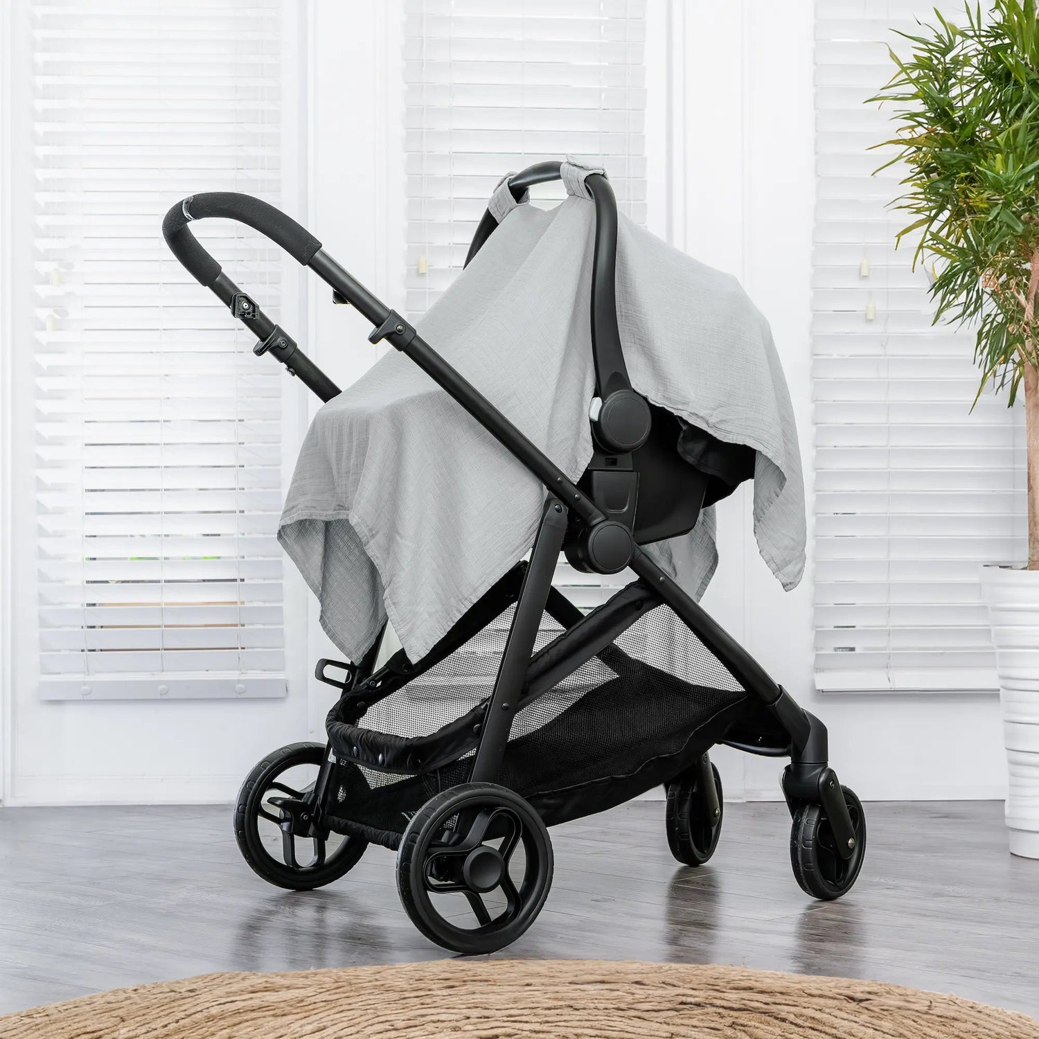 Comfy Cubs Baby Car Seat Cover in Heather Blue - 