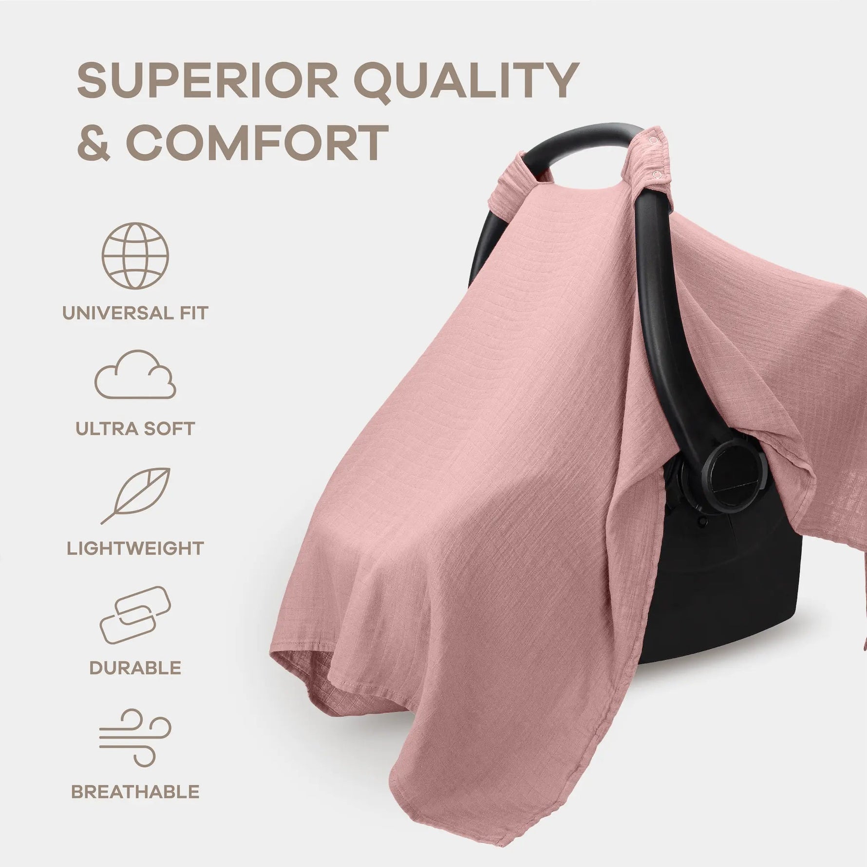 Comfy Cubs Baby Car Seat Cover in Mauve - 