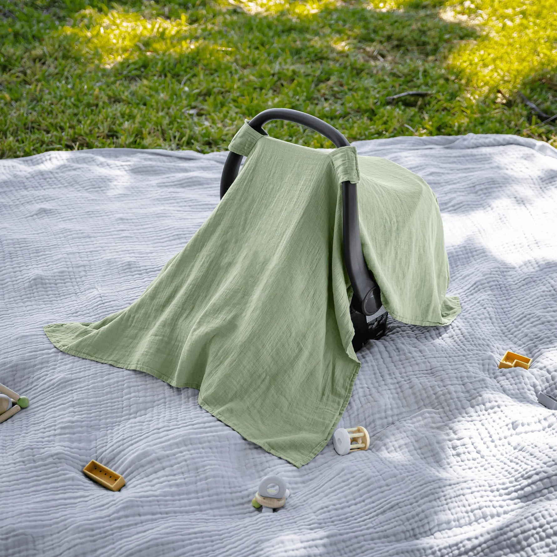 Comfy Cubs Baby Car Seat Cover in Sage - 